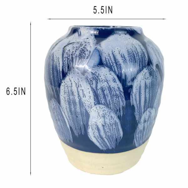 Ty Pennington Blue Splash Ceramic Vase, 6.5"