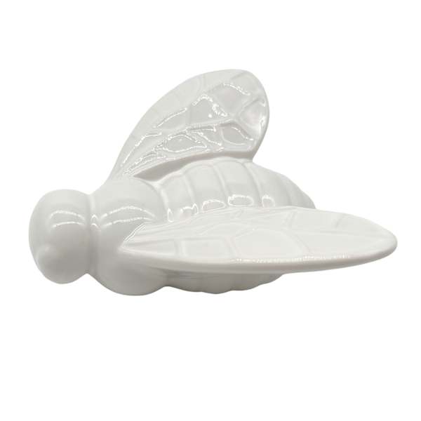 Honeybloom White Ceramic Bee, 3.7"