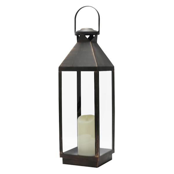 Black Outdoor Lantern with Metallic Detail, 24"