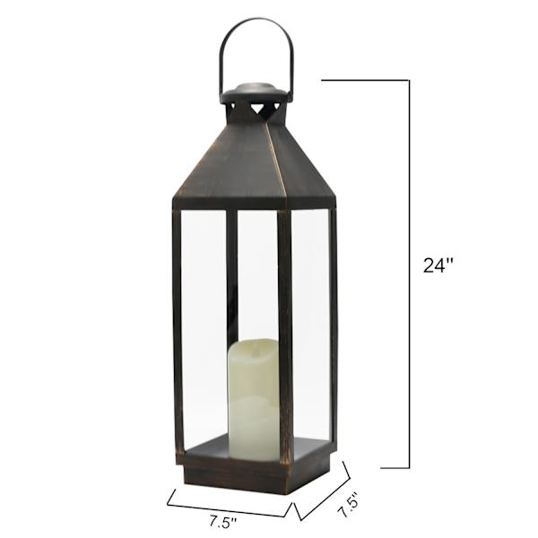 Black Outdoor Lantern with Metallic Detail, 24"