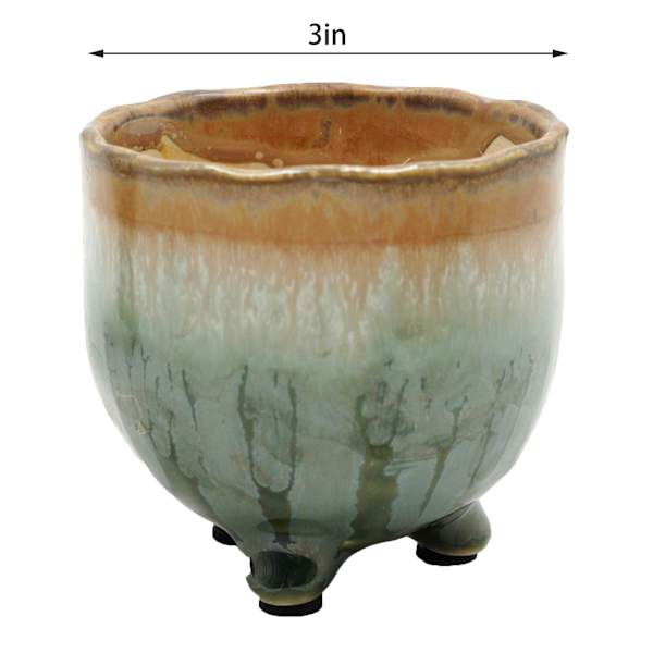 Honeybloom Indoor Green Ombre Footed Ceramic Pot, Extra Small