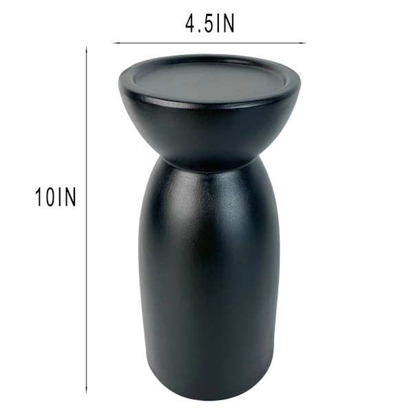 Crosby St. Black Ceramic Candle Holder, 5x10
