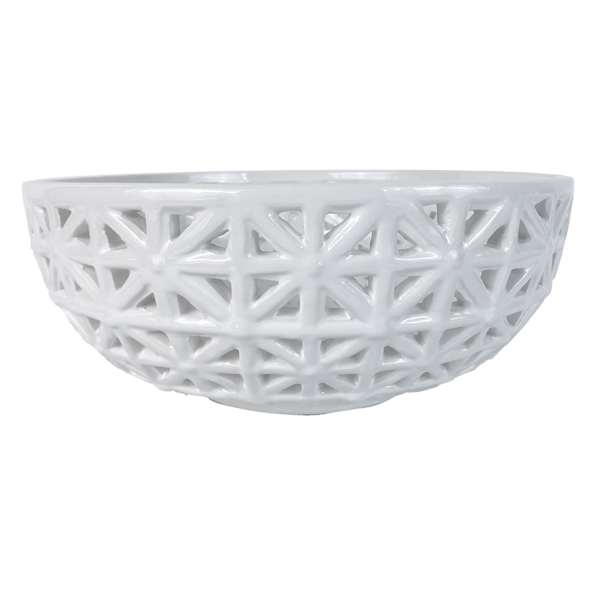 Providence White Cutout Ceramic Bowl, 12x5