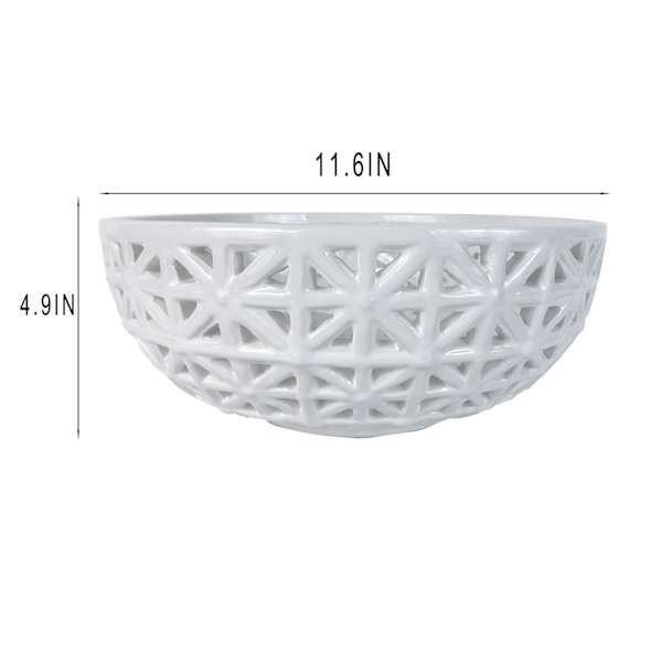 Providence White Cutout Ceramic Bowl, 12x5