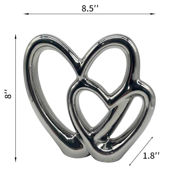 Silver Porcelain Heart Figurine, 8"