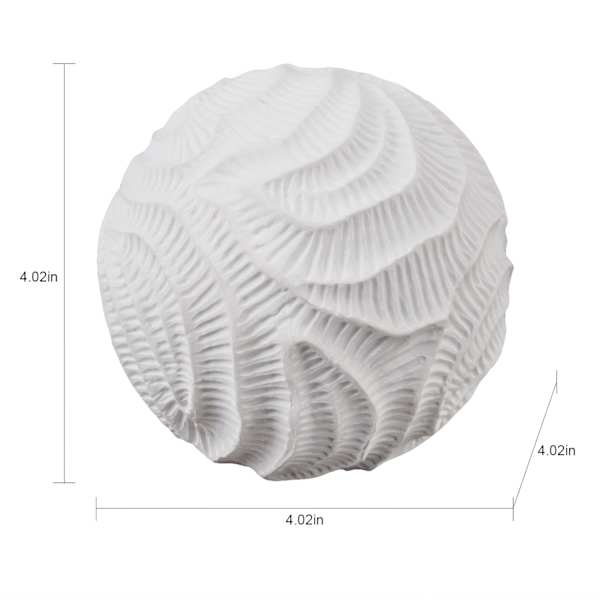 Ty Pennington White Coral Orb, 4"
