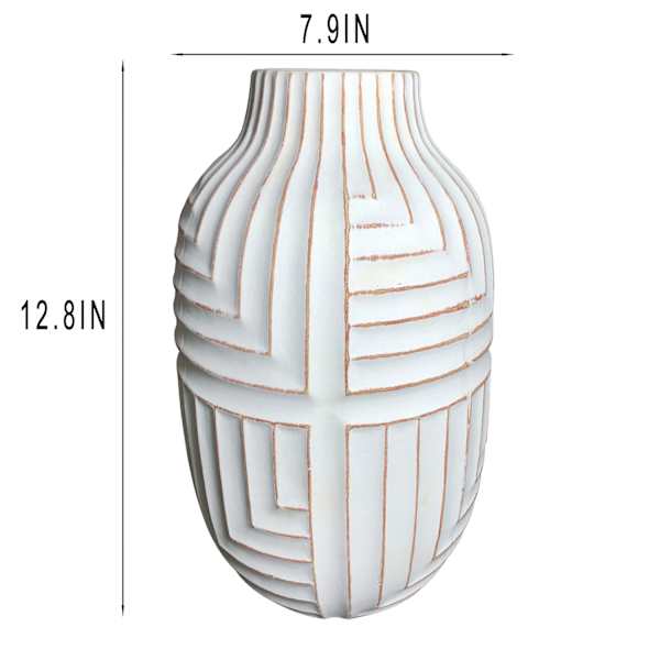 Tracey Boyd White Ceramic Vase, 12.8"