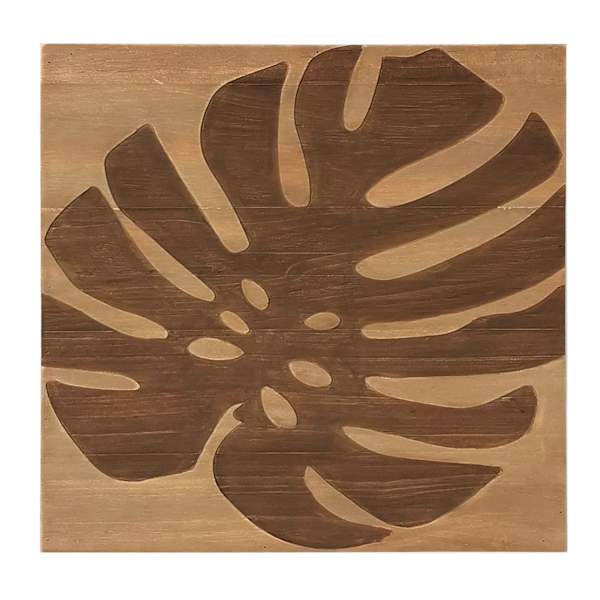 Found & Fable Engraved Palm Leaf Wood Block, 10"