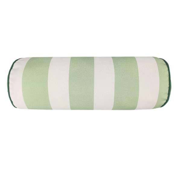 Providence Green & White Cabana Stripe Bolster Outdoor Throw Pillow