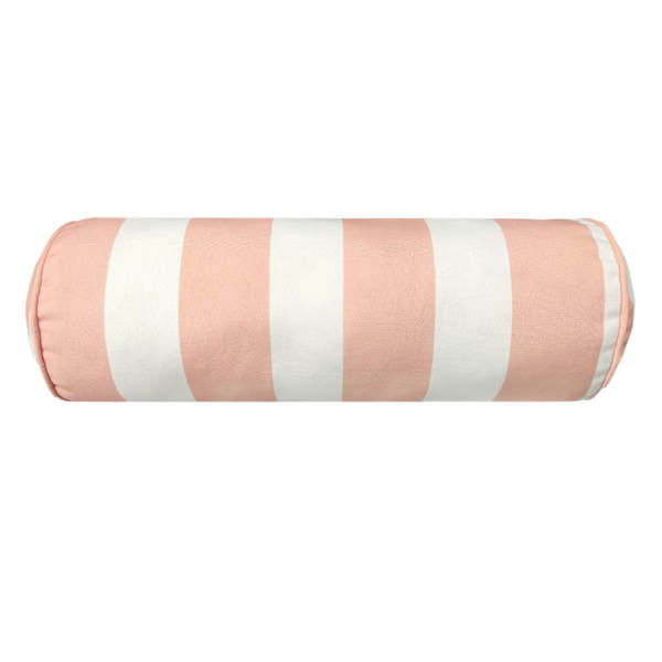 Providence Pink & White Cabana Stripe Bolster Outdoor Throw Pillow