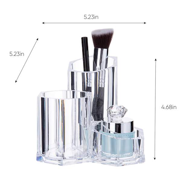 3-Compartment Clear Cylinder Cosmetic Organizer
