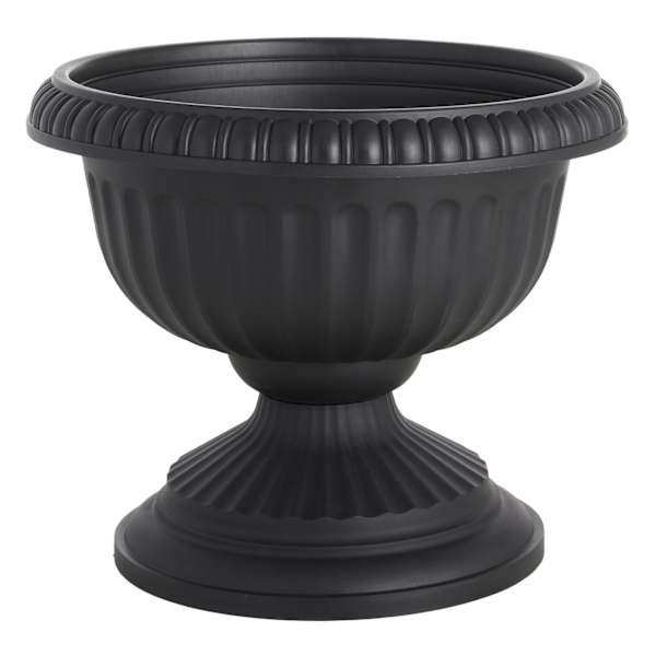 2-Piece Black Grecian Urn Outdoor Planter, 14.5