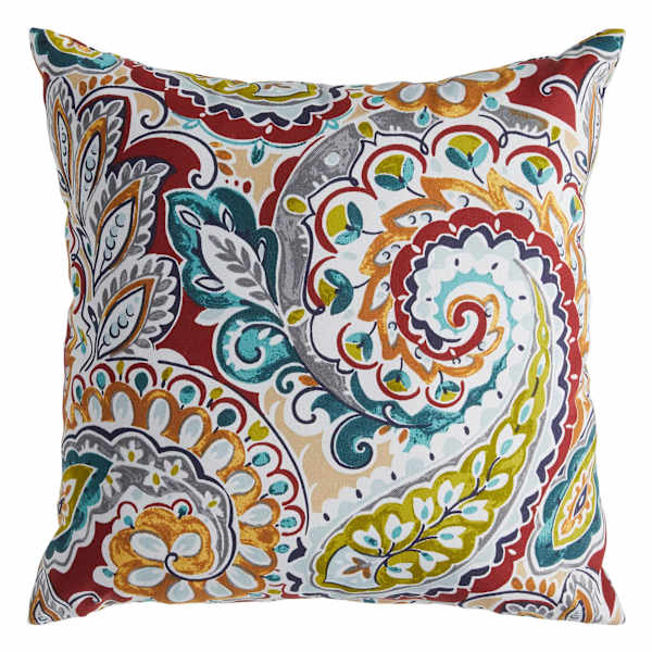 Paisley Chili Square Outdoor Throw Pillow, 16"