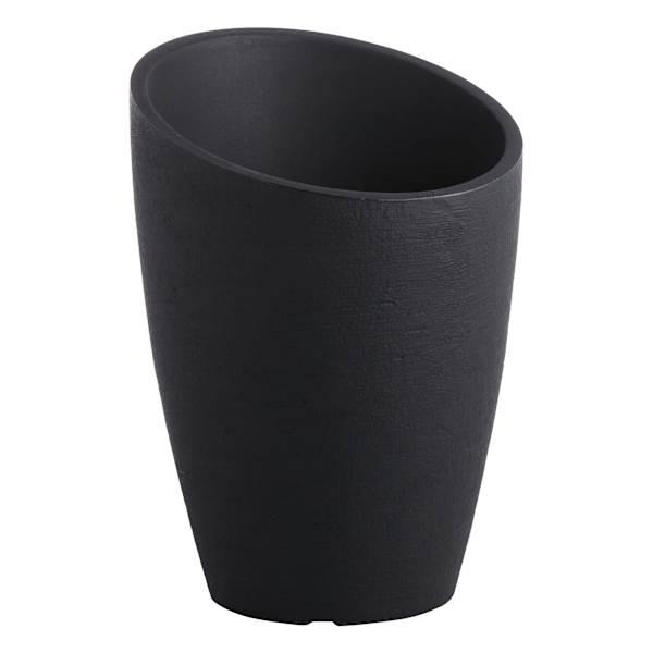 Japi All-Weather Black Modern Angled Outdoor Planter, 27"