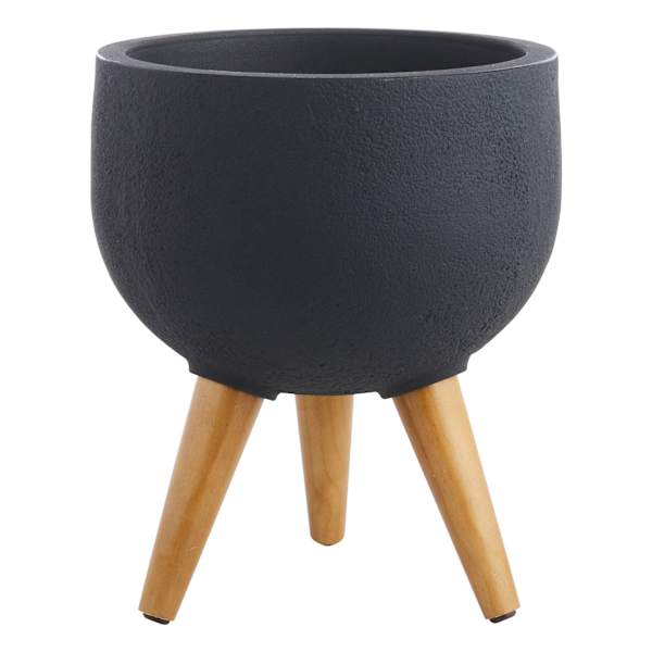 Japi All Weather Proof Black Round Rustic Outdoor Planter Stand, Small