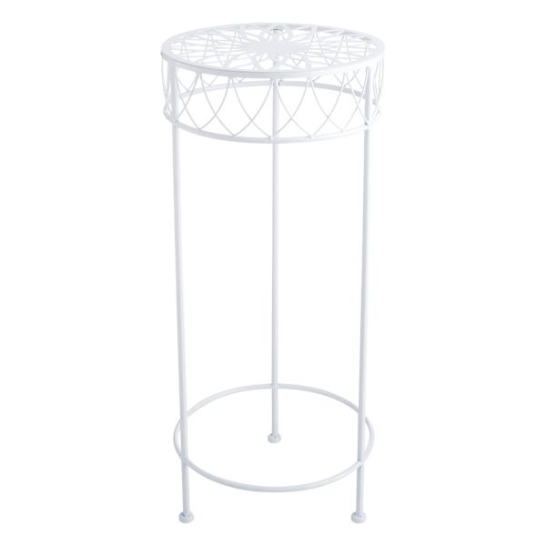 White Round Metal Plant Stand, Large