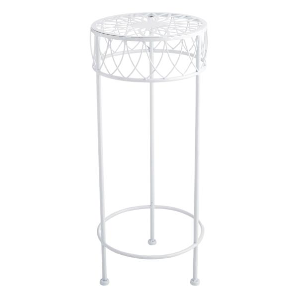 White Round Metal Plant Stand, Medium