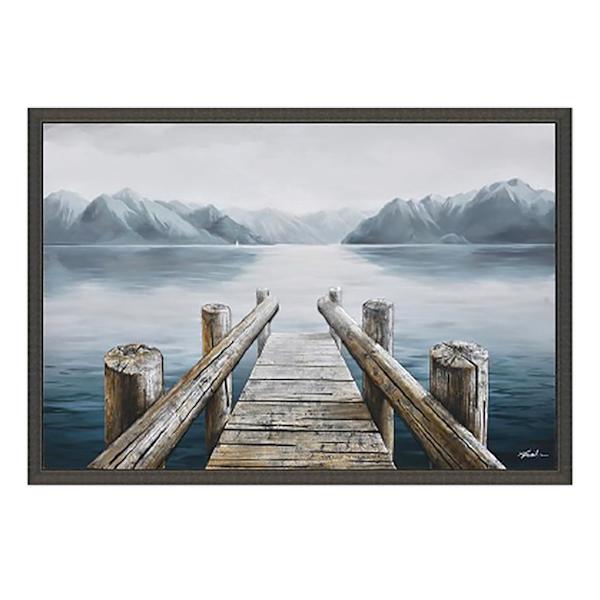 Ty Pennington Framed Lake Pier Canvas Wall Art, 36x24
