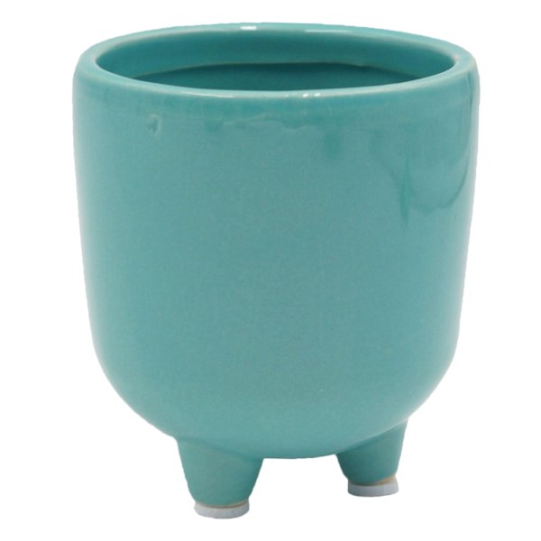 Indoor Teal Footed Ceramic Pot, Extra Small