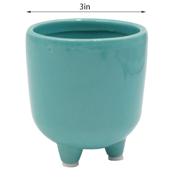 Indoor Teal Footed Ceramic Pot, Extra Small