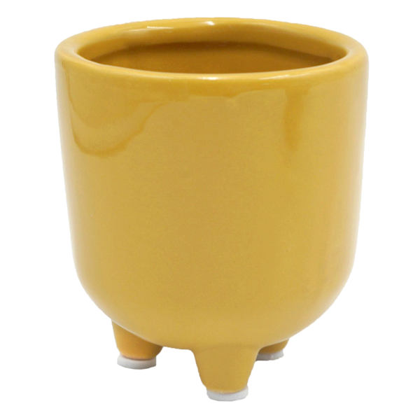 Indoor Amber Footed Ceramic Pot, Extra Small