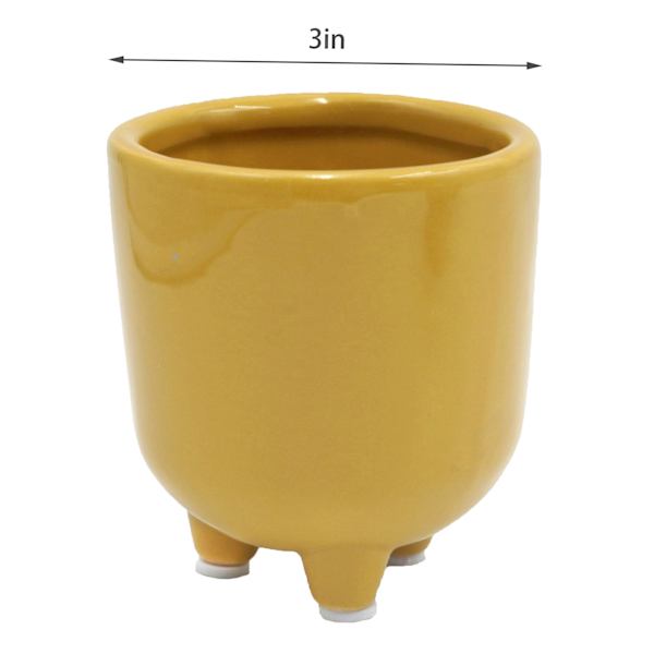 Indoor Amber Footed Ceramic Pot, Extra Small