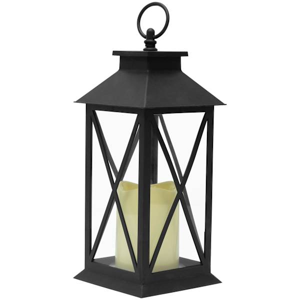 Black LED X-Frame Lantern, 11"