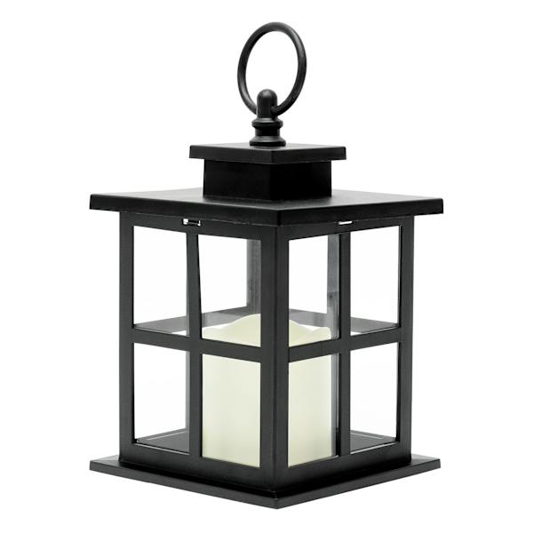 Black LED Lantern with 6 Hour Timer, 7"