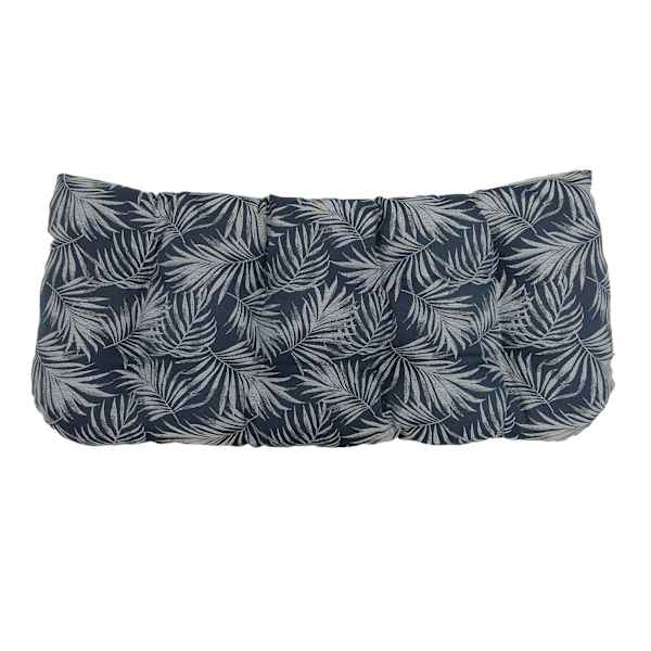 Navy Palm Print Premium Outdoor Wicker Settee Cushion