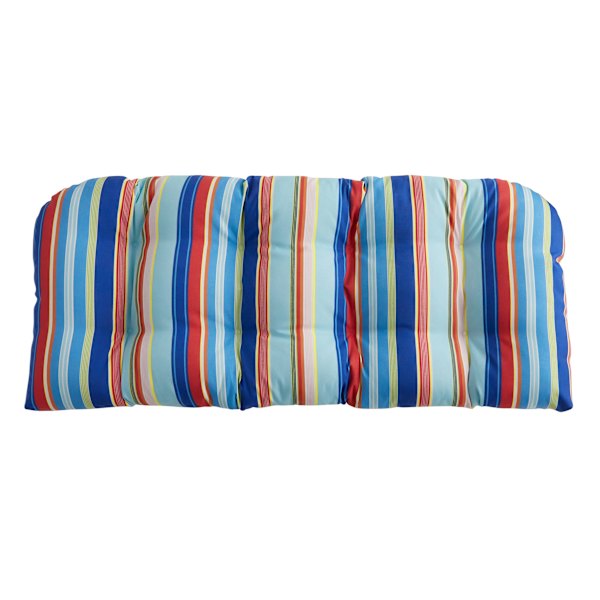 Multi Stripe Outdoor Wicker Settee Cushion