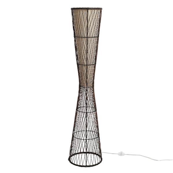 Brown Rattan Uplight Floor Lamp, 55"