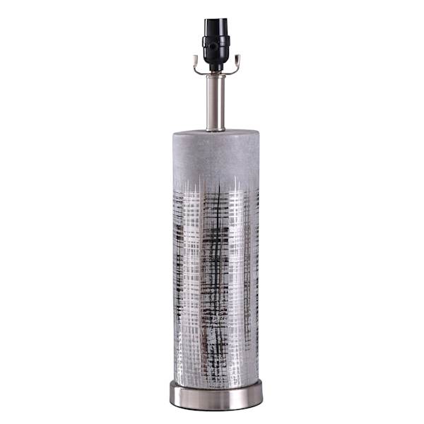 Silver Etched Ceramic Medium Table Lamp Base, 21"