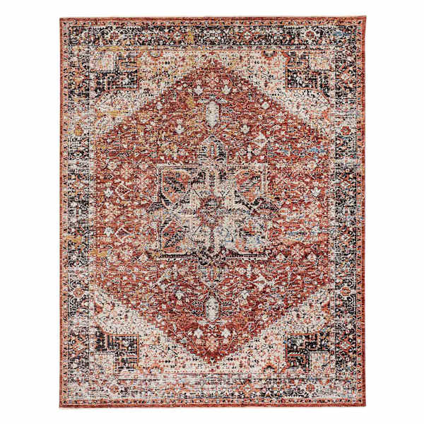 (A447) Capstone Rust Traditional Design Area Rug, 7x10