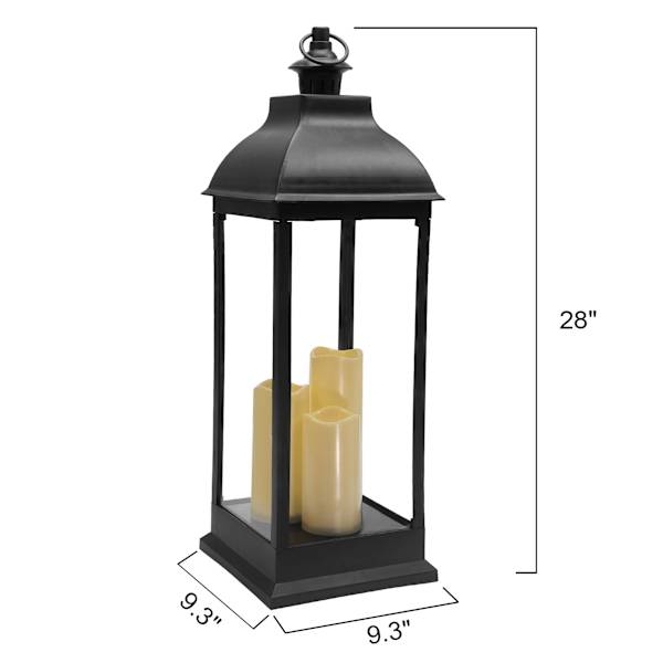 Black Pre-Lit LED Floor Lantern, 28"
