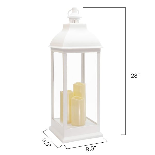 White Pre-Lit LED Floor Lantern, 28"