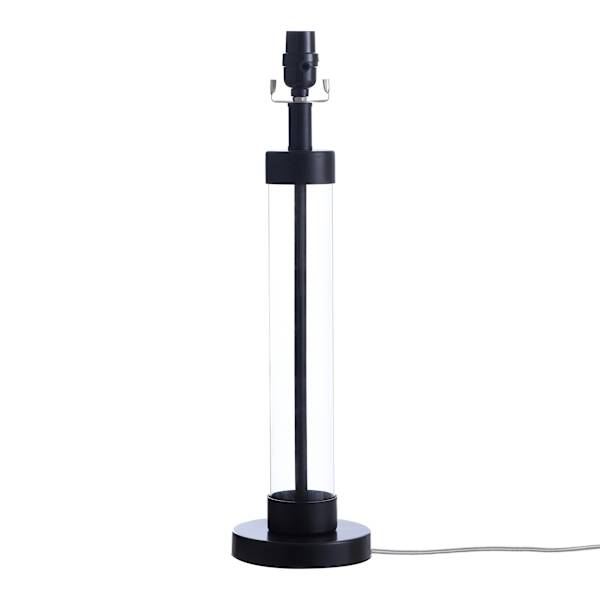Clear Glass & Black Metal Large Table Lamp Base, 23"