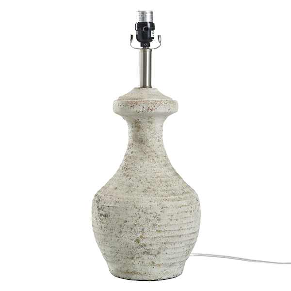 Found & Fable Distressed White Concrete Medium Table Lamp Base, 21"