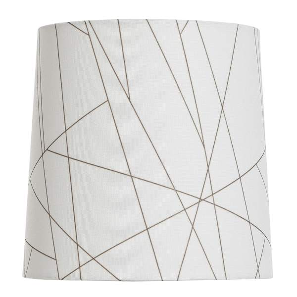 White Small Table Lamp Shade with Gold Line Design, 8x9x9