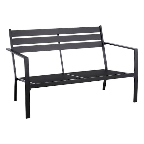 Grammercy Black Steel Slat Patio Loveseat