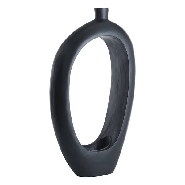 Black Open Circle Floor Vase, 40"