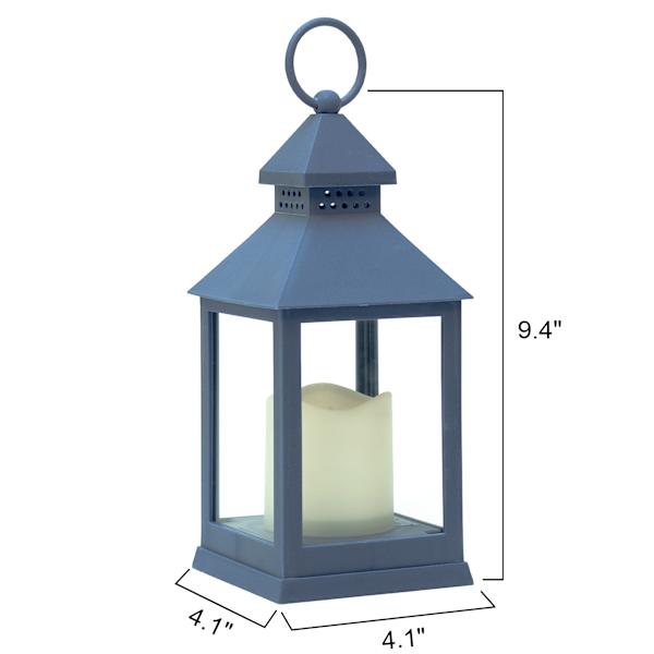 Navy Blue LED Lantern, 9.5"