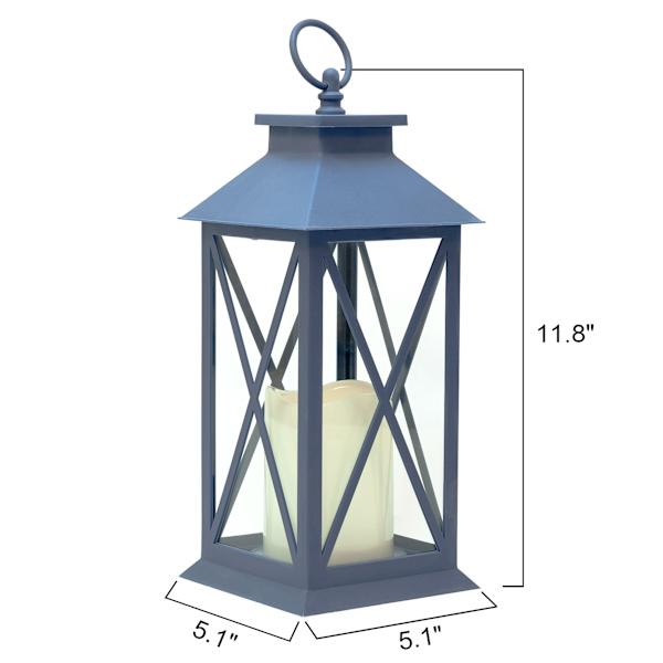 Navy Blue LED Lantern, 12"