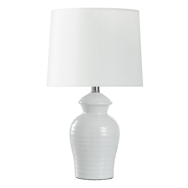 Honeybloom White Ceramic Lamp Base with Shade 14.5