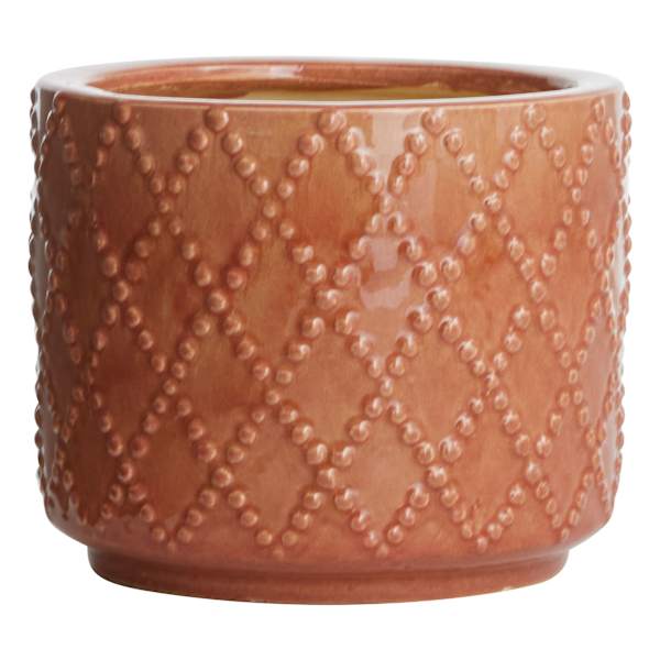 Indoor Blush Reactive Glaze Diamond Planter, Small