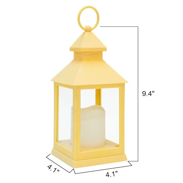 Yellow LED Outdoor Lantern With Timer, 10"