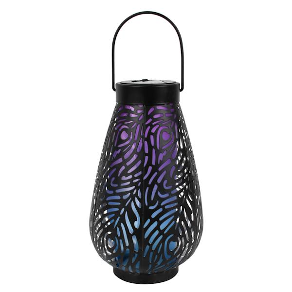 Purple & Blue Metal Solar Outdoor Lantern, 10.5"
