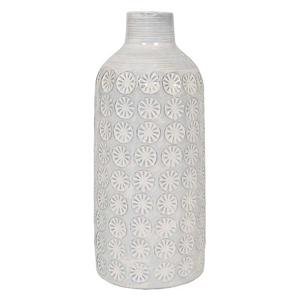 Ty Pennington White Embossed Ceramic Vase, 12"