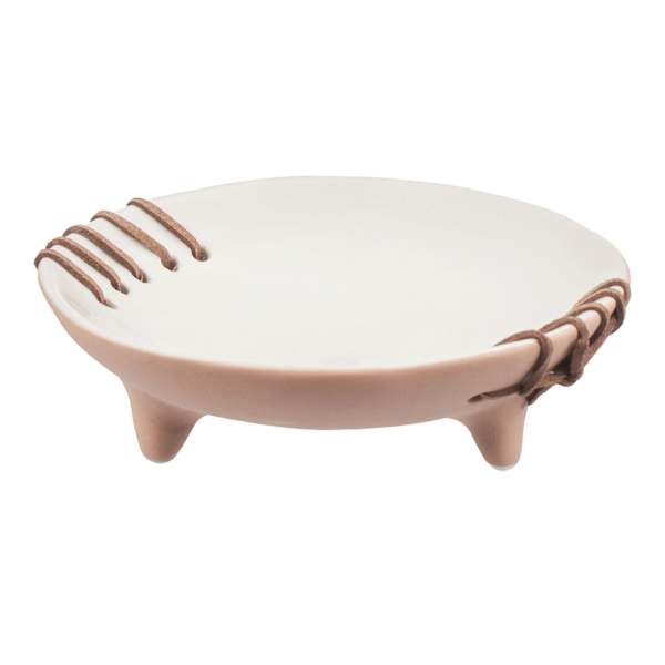 Tracey Boyd White Stitched Ceramic Tray, 5"