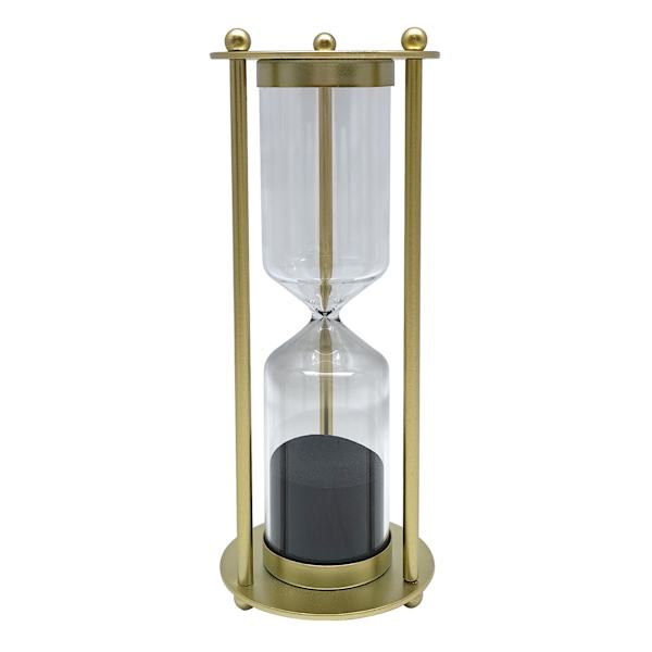 Gold Caged Hourglass with Black Sand, 8.8"