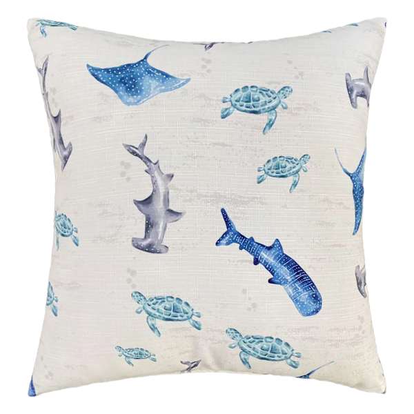 Ty Pennington Blue Sea Life Square Outdoor Throw Pillow, 18"
